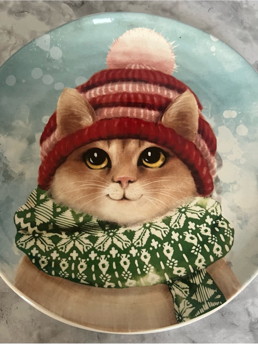 Pier 1 Imports Ironstone Winter Cat Plate